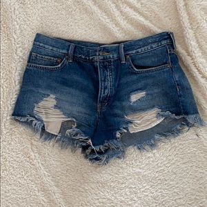 Free People distressed blue jean shorts